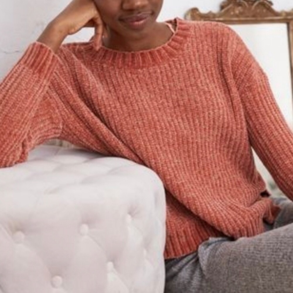 Aerie Dusty Rose Chenille Crewneck Knit Sweater